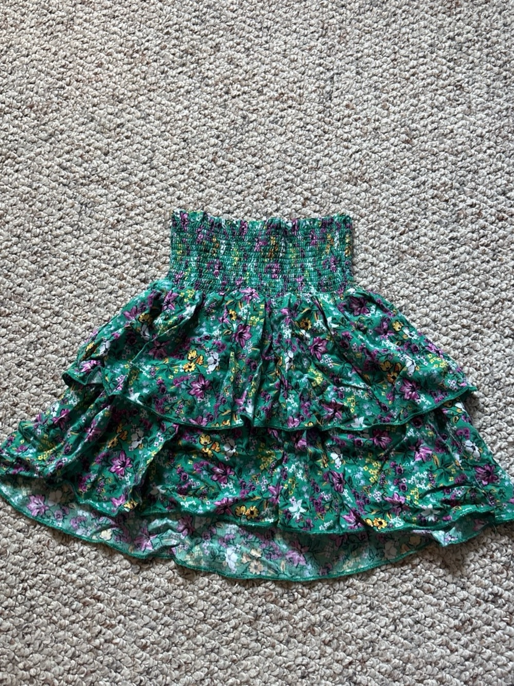H&M Green Floral Tiered Mini Skirt - Picture 2 of 5